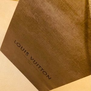 Louis Vuitton classic matte brown textured paper shopping bag, brown cord handle